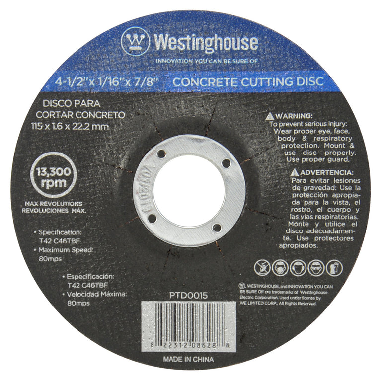 Disco Para Cortar Concreto 4-1/2"X1/16"X7/8 Westinghouse